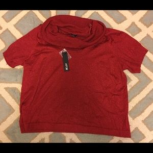 NWT cowl neck sparkle red short sleeve shirt 2X